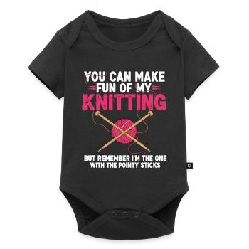 Vous pouvez vous moquer de mon tricot – Humour - Body à manches courtes Premium Bébé - noir - Devant