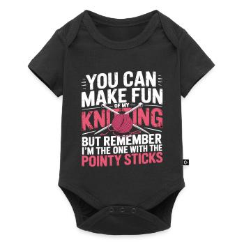 Vous pouvez vous moquer de mon tricot – Humour - Body à manches courtes Premium Bébé - noir - Devant