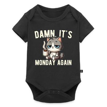 Lundi encore Chat Café Travail Stress Drôle - Body à manches courtes Premium Bébé - noir - Devant