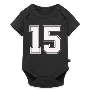 Fünfzehn Outline Stil - Baby Premium Kurzarmbody - Schwarz - Vorne