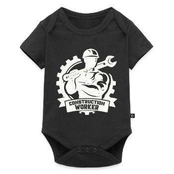 Ouvrier du bâtiment robuste avec engrenages - Body à manches courtes Premium Bébé - noir - Devant