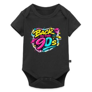 Back to the 90s Neon Graffiti - Baby Premium Kurzarmbody - Schwarz - Vorne