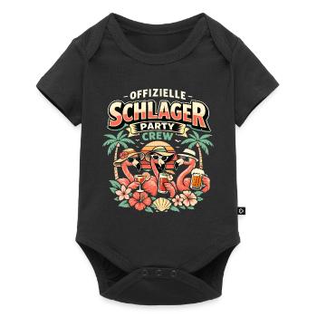 Schlager Party Crew Flamingo Offiziell - Baby Premium Kurzarmbody - Schwarz - Vorne