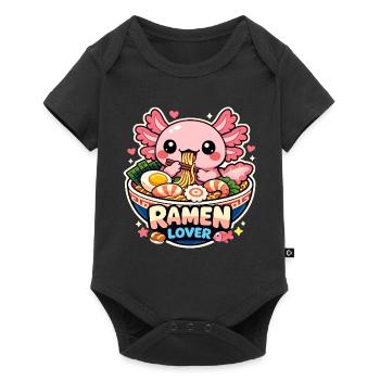 Axolotl Kawaii Ramen Essen Niedlich Geschenk - Baby Premium Kurzarmbody - Schwarz - Vorne