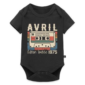 avril 1975 April 1975  - Body à manches courtes Premium Bébé - noir - Devant