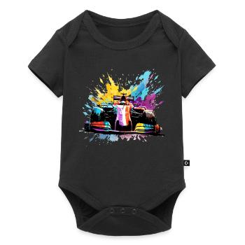 Course Race Car Speed Coloré Splash Art Racer - Body à manches courtes Premium Bébé - noir - Devant