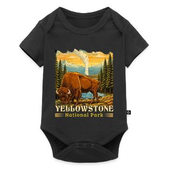 Yellowstone National Park Buffalo Camping - Baby Premium short-sleeve bodysuit - black - Front