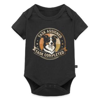 Aufgabe erledigt | Border Collie Badge - Baby Premium Kurzarmbody - Schwarz - Vorne