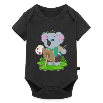 Koala Maler Pinsel Malen - Baby Premium Kurzarmbody - Schwarz - Vorne