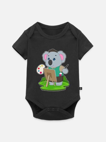 Koala Maler Pinsel Malen - Baby Premium Kurzarmbody - Schwarz