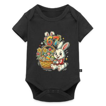 Osterhase mit buntem Osterei 67 - Baby Premium Kurzarmbody - Schwarz - Vorne