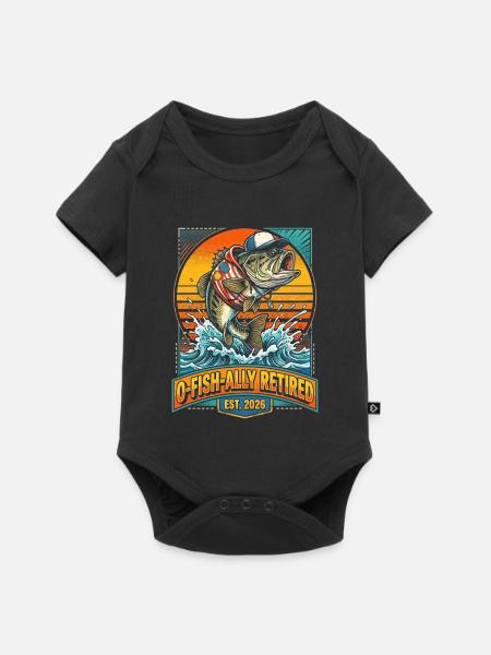 O-Fish-ally Retired Angler Retro - Baby Premium Kurzarmbody - Schwarz