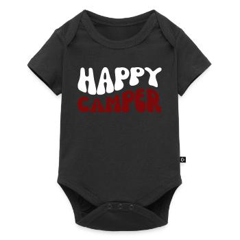 Happy Camper lettering Outdoor - Baby Premium short-sleeve bodysuit - black - Front
