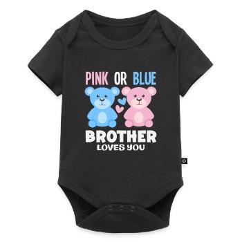 Pink Or Blue Brother Loves You - Baby Premium short-sleeve bodysuit - black - Front