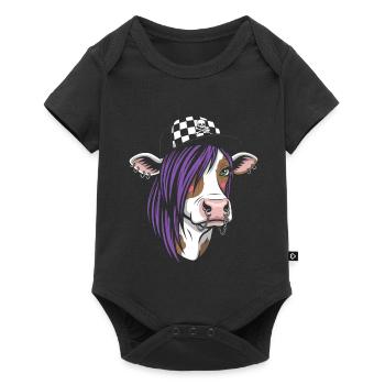 Punk cow with purple hair - Baby Premium short-sleeve bodysuit - black - Front