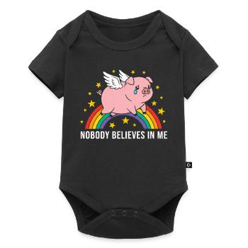 Cochon triste sur arc-en-ciel - Body à manches courtes Premium Bébé - noir - Devant