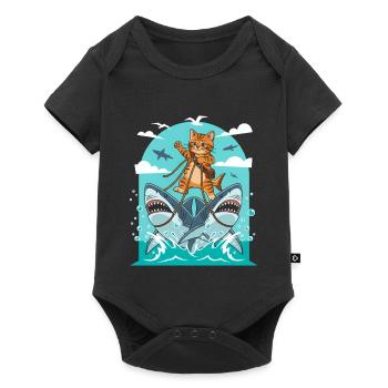 Kittens on shark adventures - Baby Premium short-sleeve bodysuit - black - Front