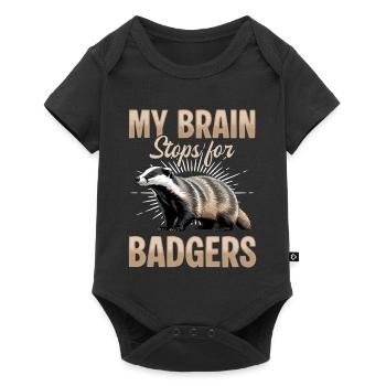 Funny Animal Badger - Baby Premium Kurzarmbody - Schwarz - Vorne
