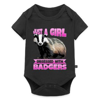 Funny Animal Badger - Baby Premium Kurzarmbody - Schwarz - Vorne