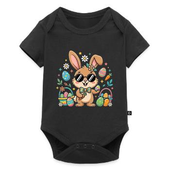 Frohe Ostern Cooler Hase - Baby Premium Kurzarmbody - Schwarz - Vorne