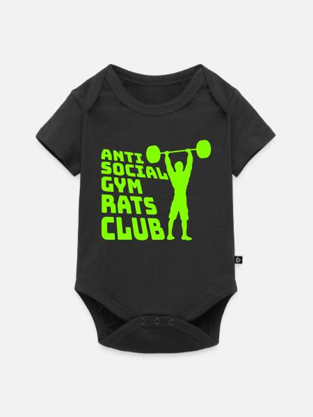 Anti Social Gym Rats Club Lustig Fitness Spruch - Baby Premium Kurzarmbody - Schwarz