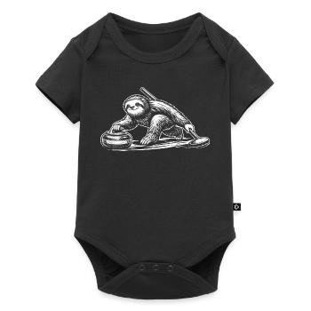 Humour de curling paresseux pour les sports d’hiver - Body à manches courtes Premium Bébé - noir - Devant