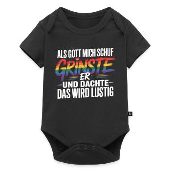 Als Gott mich schuf grinste er – Pride Humor - Baby Premium Kurzarmbody - Schwarz - Vorne