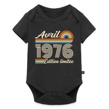  Avril 1976 anniversaire rétro 1976 April 1976 - Body à manches courtes Premium Bébé - noir - Devant