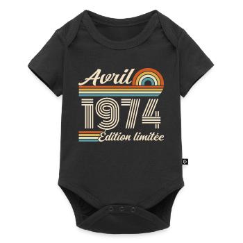  Avril 1974 anniversaire rétro 1974 April 1974 - Body à manches courtes Premium Bébé - noir - Devant