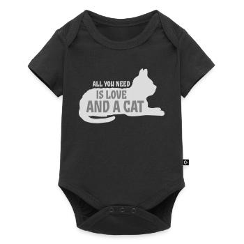 All You Need Is Love And A Cat Lustig Katze Spruch - Baby Premium Kurzarmbody - Schwarz - Vorne