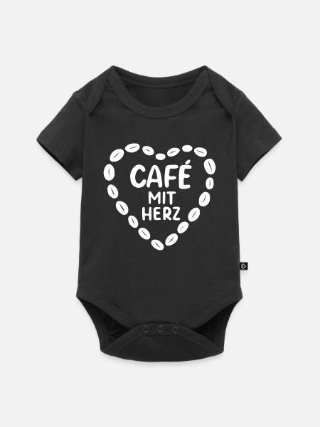 Café mit Herz Kaffeekunst - Baby Premium Kurzarmbody - Schwarz
