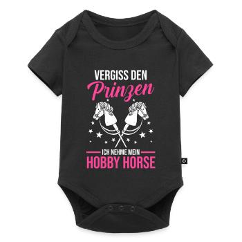 Steckenpferd Hobbyhorse Hobby Horsing - Baby Premium Kurzarmbody - Schwarz - Vorne