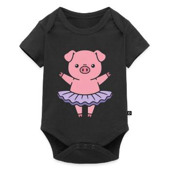Piggy Ballerina Dance - Baby Premium short-sleeve bodysuit - black - Front