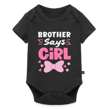 Brother Says Girl Gender Reveal - Baby Premium short-sleeve bodysuit - black - Front