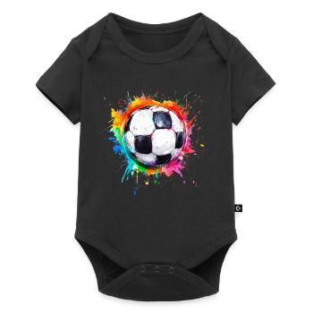 Football Ball Watercolor - Baby Premium short-sleeve bodysuit - black - Front