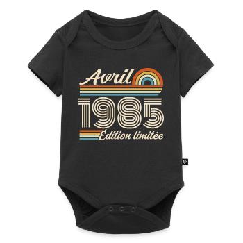 April 1985 Retro Birthday 1985 April 1985 - Baby Premium short-sleeve bodysuit - black - Front