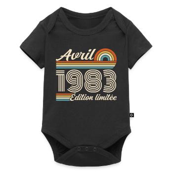 April 1983 Retro Birthday 1983 April 1983 - Baby Premium short-sleeve bodysuit - black - Front