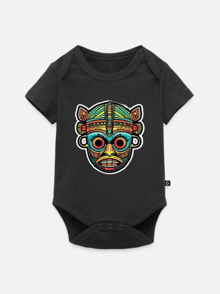 Bunte Stammesmaske - Baby Premium Kurzarmbody - Schwarz