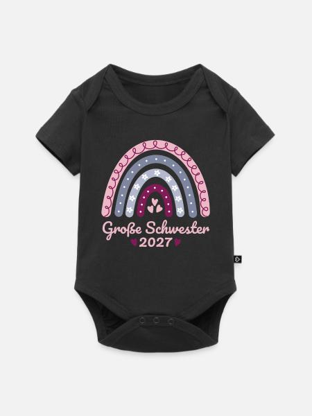 Große Schwester 2027 Boho Regenbogen pastell - Baby Premium Kurzarmbody - Schwarz
