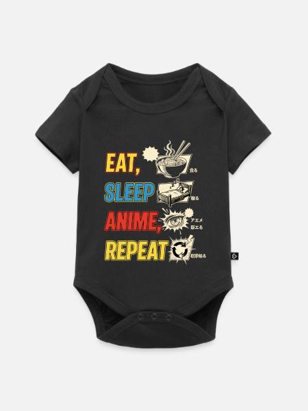Eat Sleep Anime Repeat - Baby Premium Kurzarmbody - Schwarz