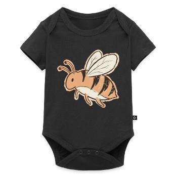 Orange Cartoon Bee Stripes Tiger - Baby Premium short-sleeve bodysuit - black - Front