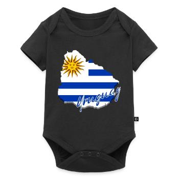 Map with the flag of Uruguay, I love Uruguay - Baby Premium short-sleeve bodysuit - black - Front