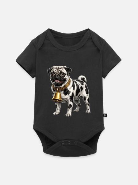 Lustiger gemischter Hund-Kuh-Mops - Baby Premium Kurzarmbody - Schwarz