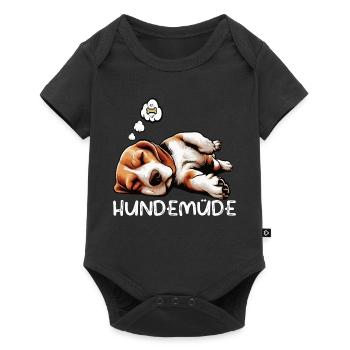 Hundemüde Beagle Beaglebesitzer Beaglehalter - Baby Premium Kurzarmbody - Schwarz - Vorne