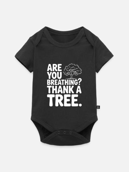 Atmest du? Danke einem Baum. - Baby Premium Kurzarmbody - Schwarz