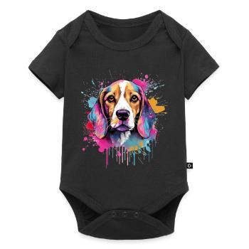 Beagle Color Splash Art Portrait - Baby Premium short-sleeve bodysuit - black - Front