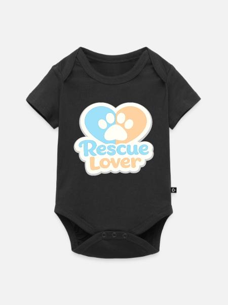 Rescue Lover Pfotenherz - Baby Premium Kurzarmbody - Schwarz