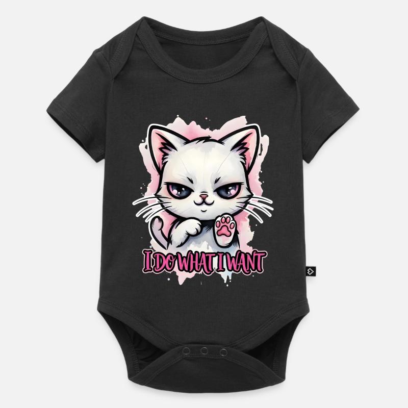 Freche Katze I Do What I Want - Baby Premium Kurzarmbody - Schwarz