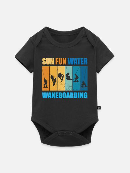 Sonne, Spass, Wasser, Wakeboarden - Baby Premium Kurzarmbody - Schwarz