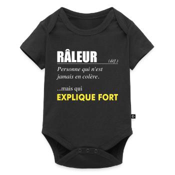 Râleur définition – Personne qui explique fort - Body à manches courtes Premium Bébé - noir - Devant